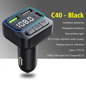 FM Verici renkli ışık araba Mp3 çalar QC3. 0 hızlı şarj tipi C çift USB araba şarjı eller serbest araç kiti