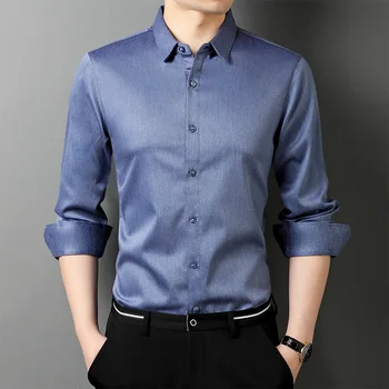 YENİ Bahar ve Sonbahar Gömlek moda erkek giyim yaka Uzun Kollu Gömlek 6225