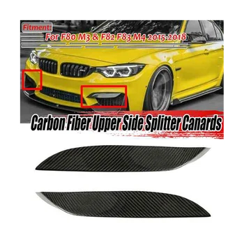 Gerçek Karbon Fiber Ön Tampon Yan Splitter Kanallari Dudak BMW için rüzgarlık F80 M3 F82 F83 M4 2015-2018