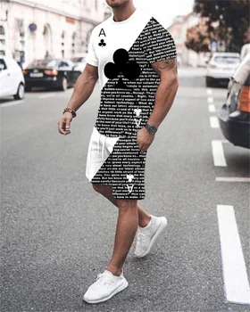 Yaz erkek Giyim Erkek Eşofman 3D Baskı Setleri günlük giysi Kıyafet 2 parça Joggers Giysileri Spor Moda Büyük Boy