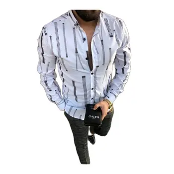 2022 İlkbahar Sonbahar Moda Gömlek Erkekler için Uzun Kollu Casual Gömlek erkek Giyim Rahat İnce Baskı Bluz
