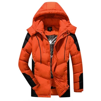 Kış Düz Renk erkek Kalınlaşmış Sıcak Ayrılabilir Kapşonlu Ceket Su Geçirmez Rüzgar Geçirmez Gevşek Casual Dış Giyim Yeni Parka Erkek