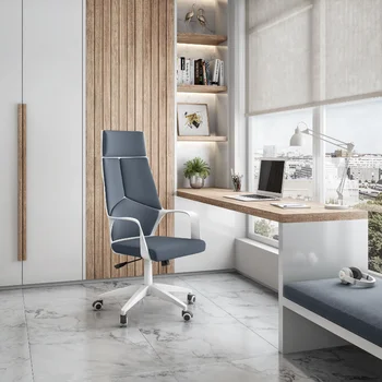Eğimli ve Döner, Gri ve Beyaz Oyun Sandalyesi ile Yüksek Sırtlı Stüdyo Ofis Görev Koltuğu