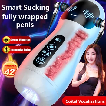 Cep Pusssy Oral Seks Oyuncakları Otomatik Erkek Masturbator Kupası Erkekler İçin Mastürbasyon Vibratör Penis Masajı Gerçekçi Vajina Seksi