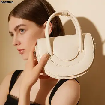 2023 yeni kadın moda rahat eyer çantası deri basit el fatura omuzdan askili çanta