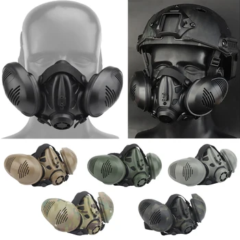 Taktik Solunum Maskesi İkili Yarım Yüz Gaz Maskesi Askeri Paintball Airsoft CS Savaş Oyunları Cosplay Koruyucu Ekipman