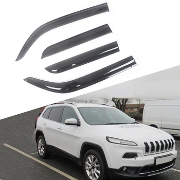 Jeep Cherokee 2014-2016 için Otomatik Yan Pencere Rüzgar Deflector Siperliği Siyah Yağmur Koruma Kapı Siperliği Havalandırma Tonları Koyu Duman Ventvisor