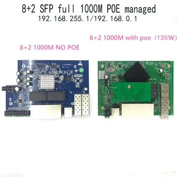 IP Yönetimi 8-port 10/100/1000 Mbps PoE Ethernet anahtar modülü Yönetilen anahtar modülü ile 2 Gigabit SFP Yuvaları gigabit anahtarı